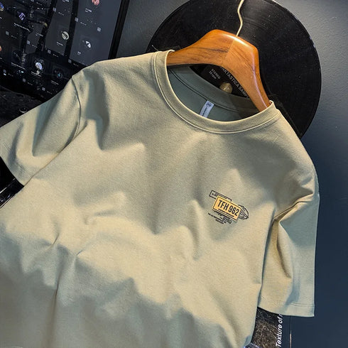 Summer high-end short sleevetmen's T-shirt 2024 new fashionable printed loose fashion versatile stretch top
